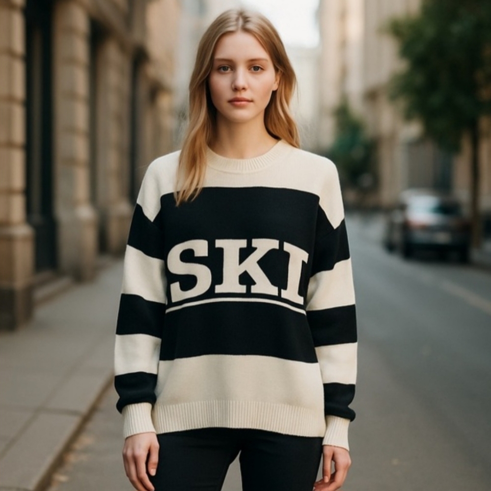 NEW! Sincerely Jules SKI Crewneck Pullover Sweater XL
